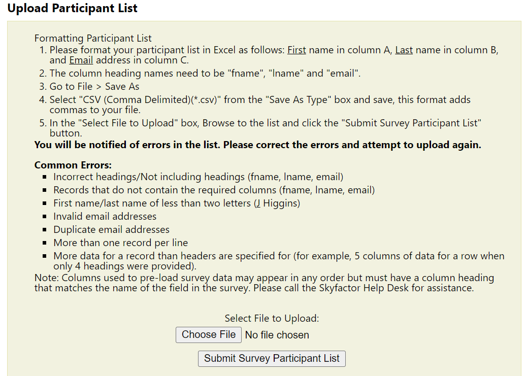 Participant List Overview How to Upload a Participant List